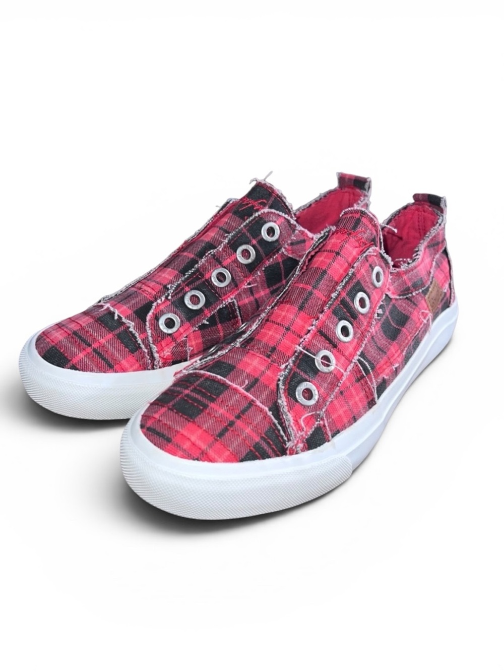 Blowfish Malibu Red Grand Canyon Plaid Slip On Sneakers